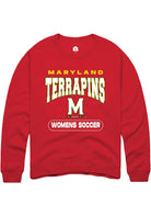 Maryland Terrapins Mens Red Womens Soccer Long Sleeve Crew Sweatshirt