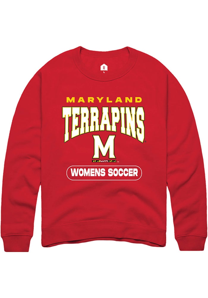 Maryland Terrapins Mens Red Womens Soccer Long Sleeve Crew Sweatshirt