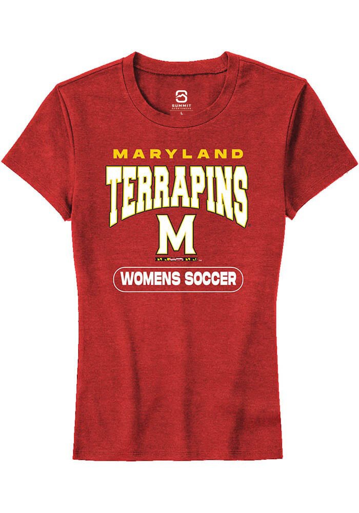 Maryland Terrapins Womens Red Womens Soccer Short Sleeve T-Shirt