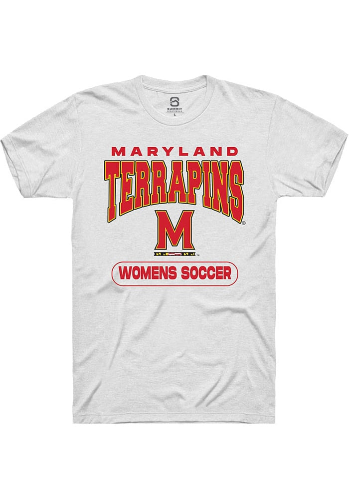 Maryland Terrapins White Womens Soccer Short Sleeve T-Shirt