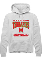 Maryland Terrapins Mens White Softball Long Sleeve Hoodie