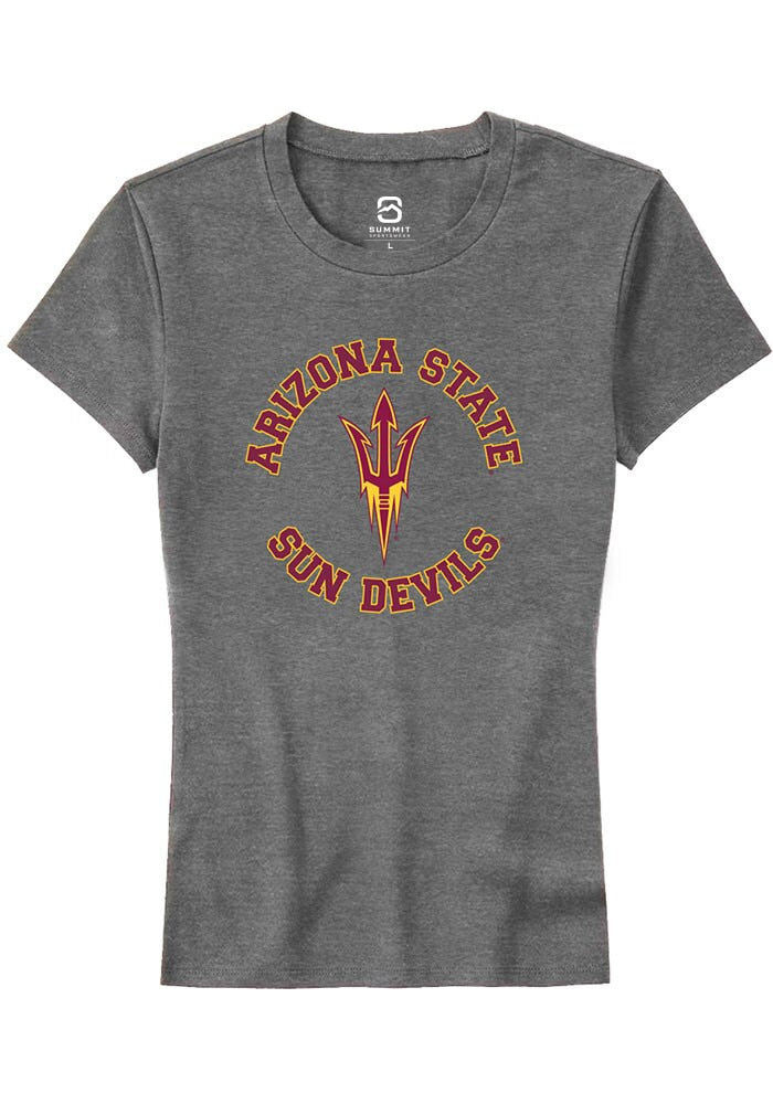 Arizona State Sun Devils Womens Grey Circle Arch Short Sleeve T-Shirt