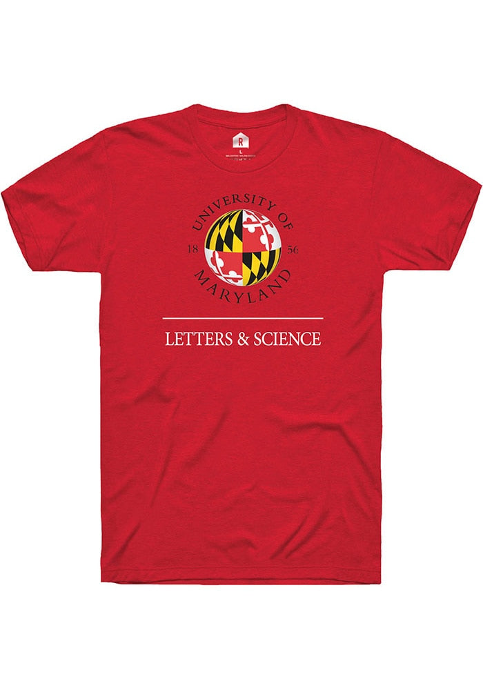 Maryland Terrapins Red Letters & Science Short Sleeve T-Shirt