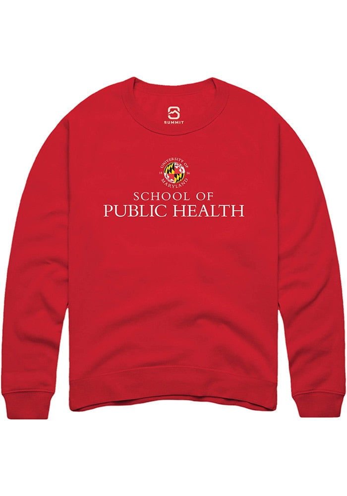 Maryland Terrapins Mens Red School of Public Health Long Sleeve Crew Sweatshirt
