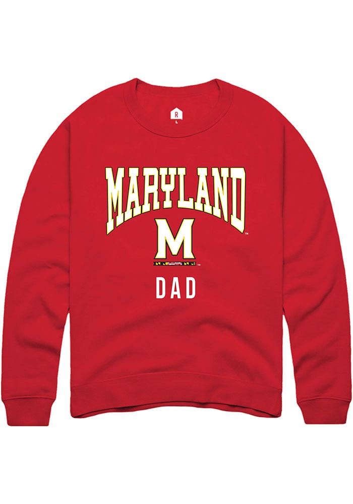 Maryland Terrapins Mens Red Dad Long Sleeve Crew Sweatshirt