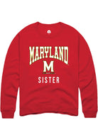 Maryland Terrapins Mens Red Sister Long Sleeve Crew Sweatshirt