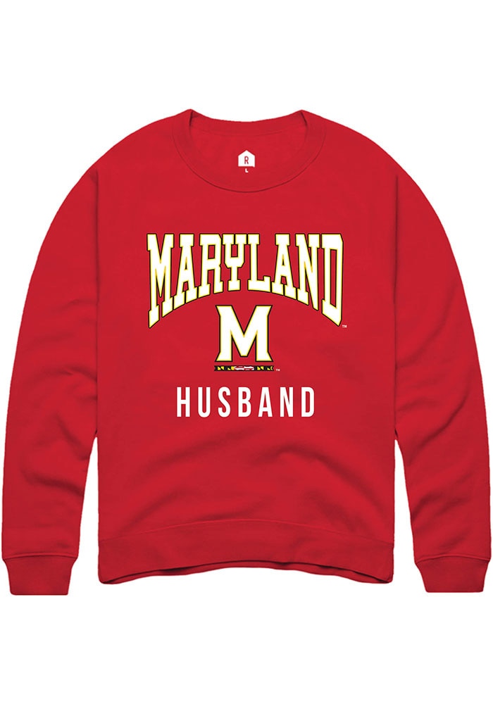 Maryland Terrapins Mens Red Husband Long Sleeve Crew Sweatshirt