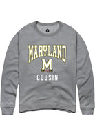 Maryland Terrapins Mens Grey Cousin Long Sleeve Crew Sweatshirt