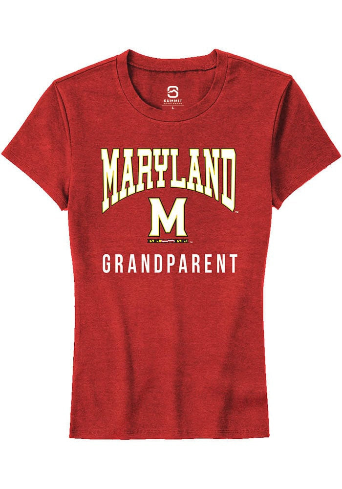 Maryland Terrapins Womens Red Grandparent Short Sleeve T-Shirt