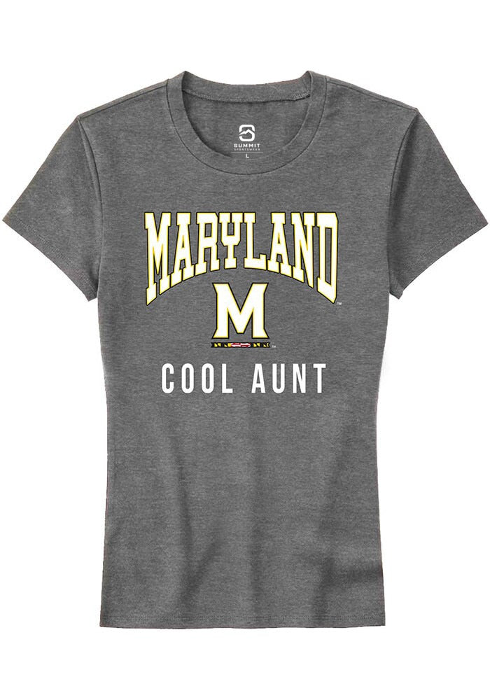 Maryland Terrapins Womens Grey Cool Aunt Short Sleeve T-Shirt