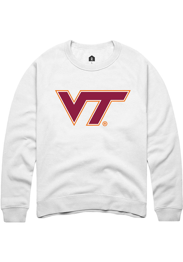 Virginia Tech Hokies Mens White Primary Long Sleeve Crew Sweatshirt