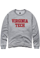 Virginia Tech Hokies Mens Grey Straight Block Long Sleeve Crew Sweatshirt