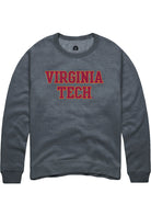 Virginia Tech Hokies Mens Charcoal Straight Block Long Sleeve Crew Sweatshirt