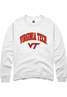 Virginia Tech Hokies Mens White Arch Logo Long Sleeve Crew Sweatshirt