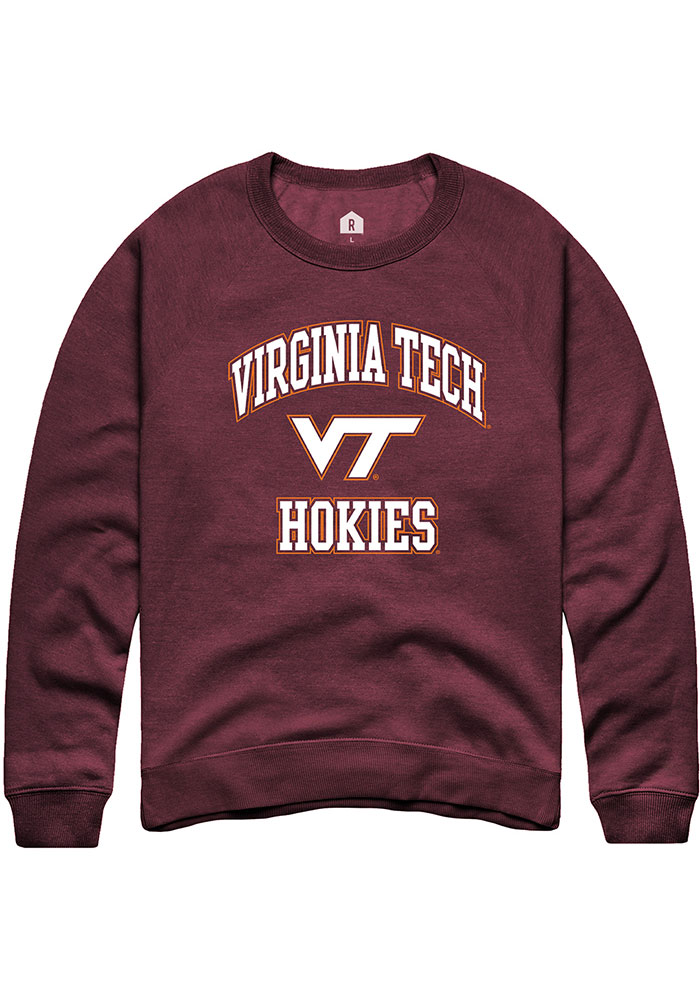 Virginia Tech Hokies Mens Maroon No 1 Primary Long Sleeve Crew Sweatshirt