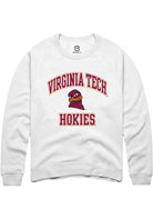 Virginia Tech Hokies Mens White No 1 Neutral Long Sleeve Crew Sweatshirt