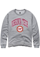 Virginia Tech Hokies Mens Grey Arch Seal Long Sleeve Crew Sweatshirt