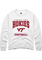 Virginia Tech Hokies Mens White Football Long Sleeve Crew Sweatshirt