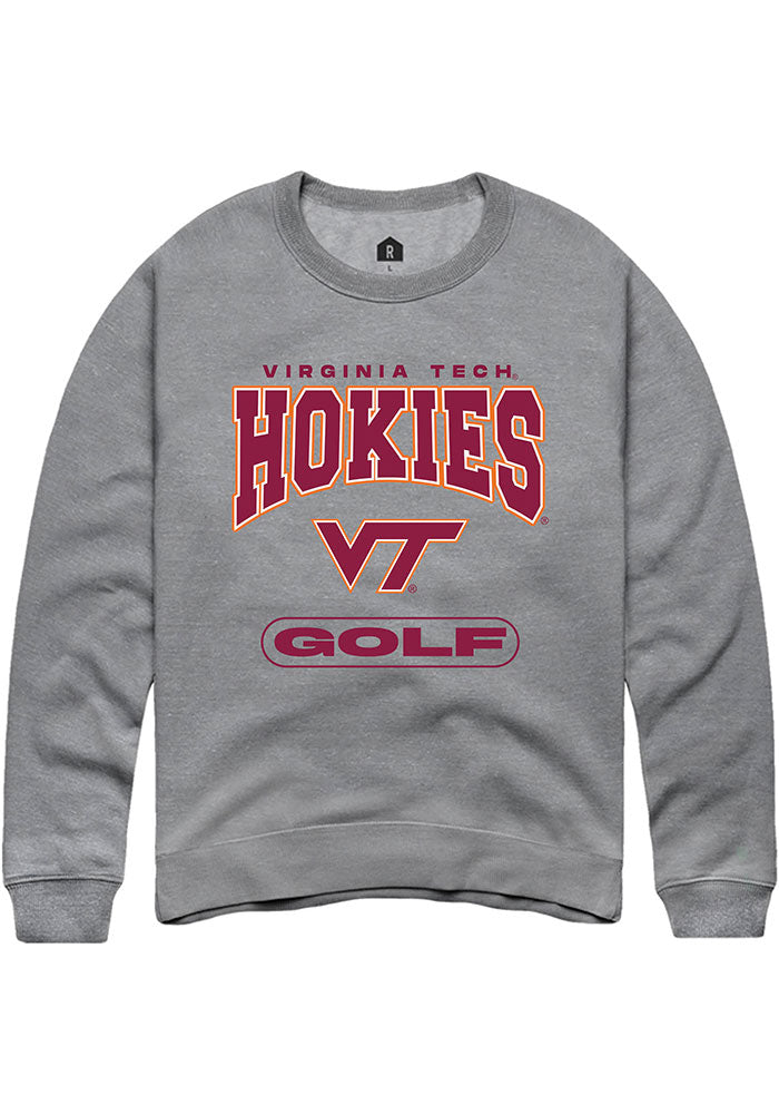 Virginia Tech Hokies Mens Grey Golf Long Sleeve Crew Sweatshirt