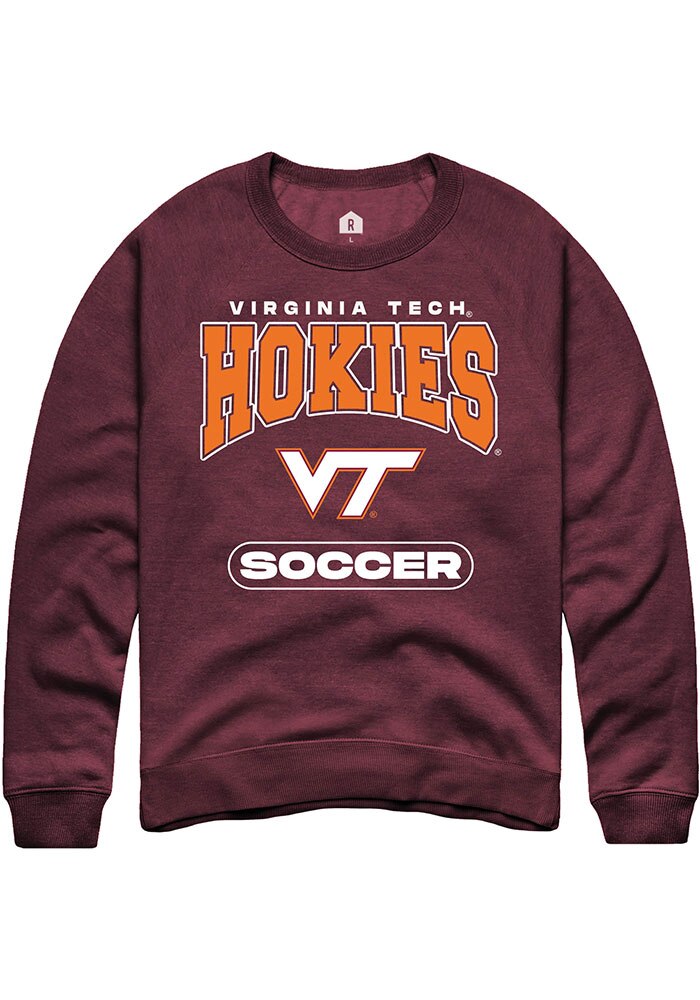 Virginia Tech Hokies Mens Maroon Soccer Long Sleeve Crew Sweatshirt