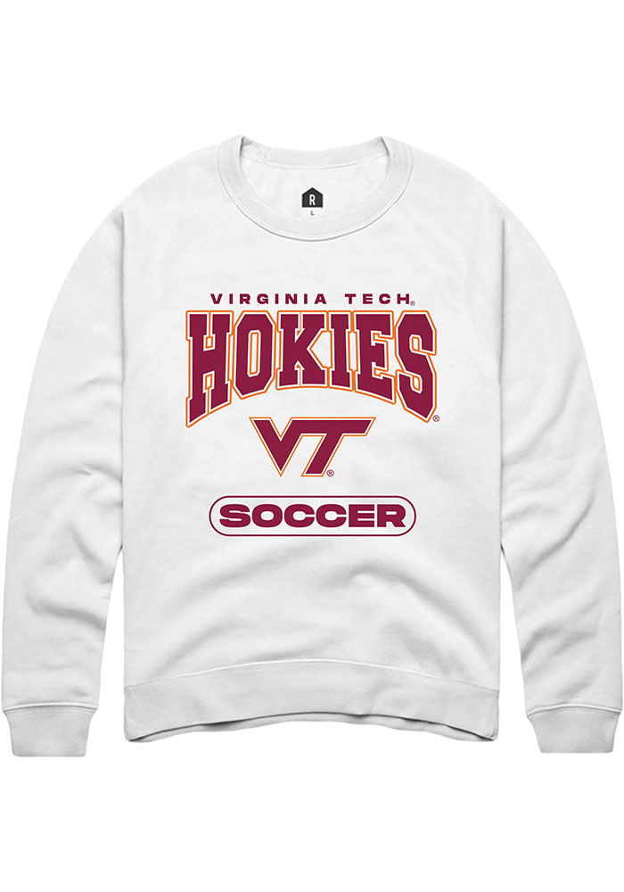 Virginia Tech Hokies Mens White Soccer Long Sleeve Crew Sweatshirt
