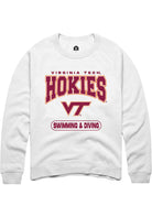 Virginia Tech Hokies Mens White Swimming & Diving Long Sleeve Crew Sweatshirt