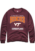 Virginia Tech Hokies Mens Maroon Wrestling Long Sleeve Crew Sweatshirt