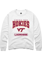 Virginia Tech Hokies Mens White Lacrosse Long Sleeve Crew Sweatshirt