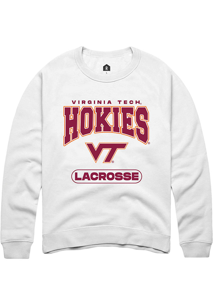 Virginia Tech Hokies Mens White Lacrosse Long Sleeve Crew Sweatshirt