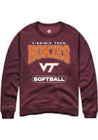Virginia Tech Hokies Mens Maroon Softball Long Sleeve Crew Sweatshirt