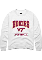 Virginia Tech Hokies Mens White Softball Long Sleeve Crew Sweatshirt