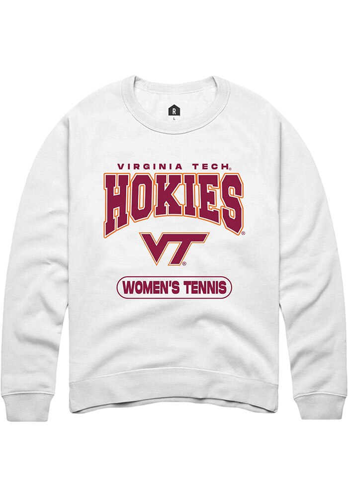 Virginia Tech Hokies Mens White Women's Tennis Long Sleeve Crew Sweatshirt