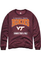 Virginia Tech Hokies Mens Maroon Women's Track & Field Long Sleeve Crew Sweatshirt