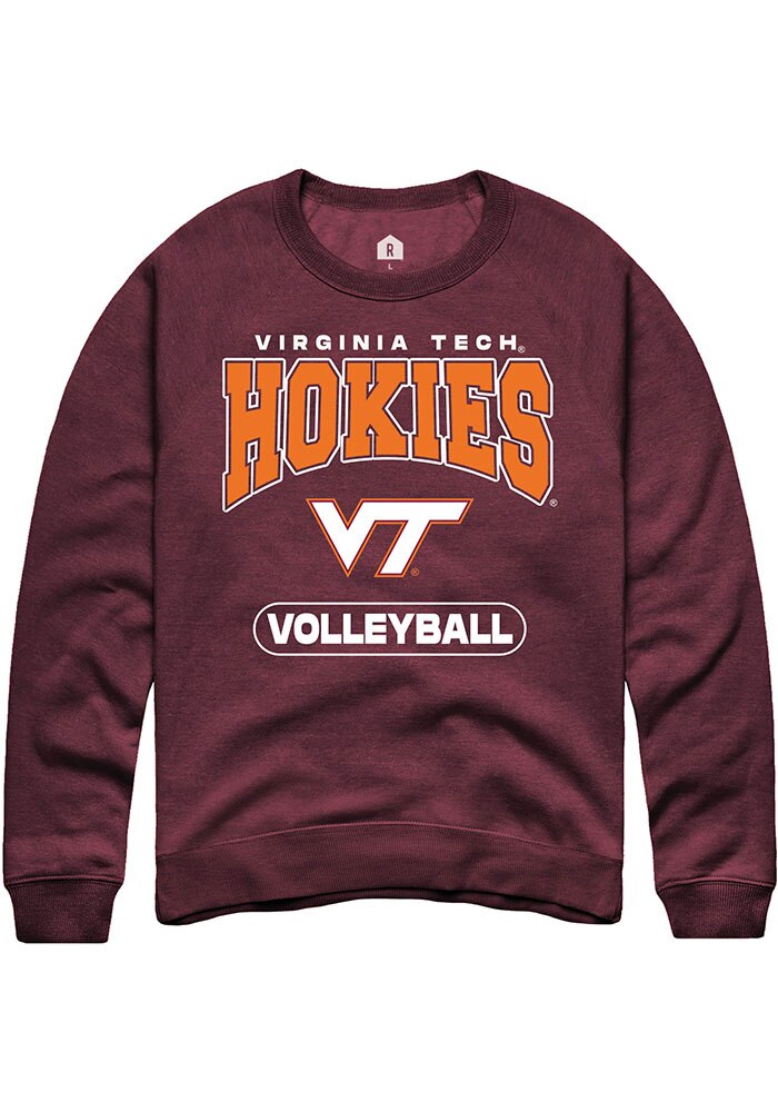 Virginia Tech Hokies Mens Maroon Volleyball Long Sleeve Crew Sweatshirt