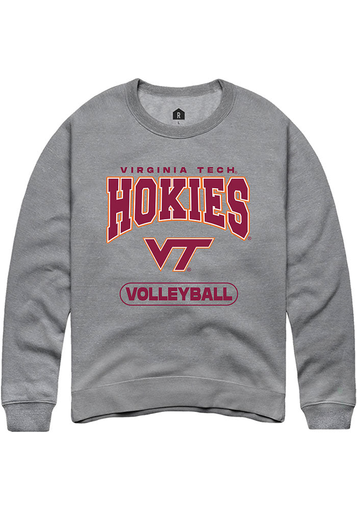 Virginia Tech Hokies Mens Grey Volleyball Long Sleeve Crew Sweatshirt