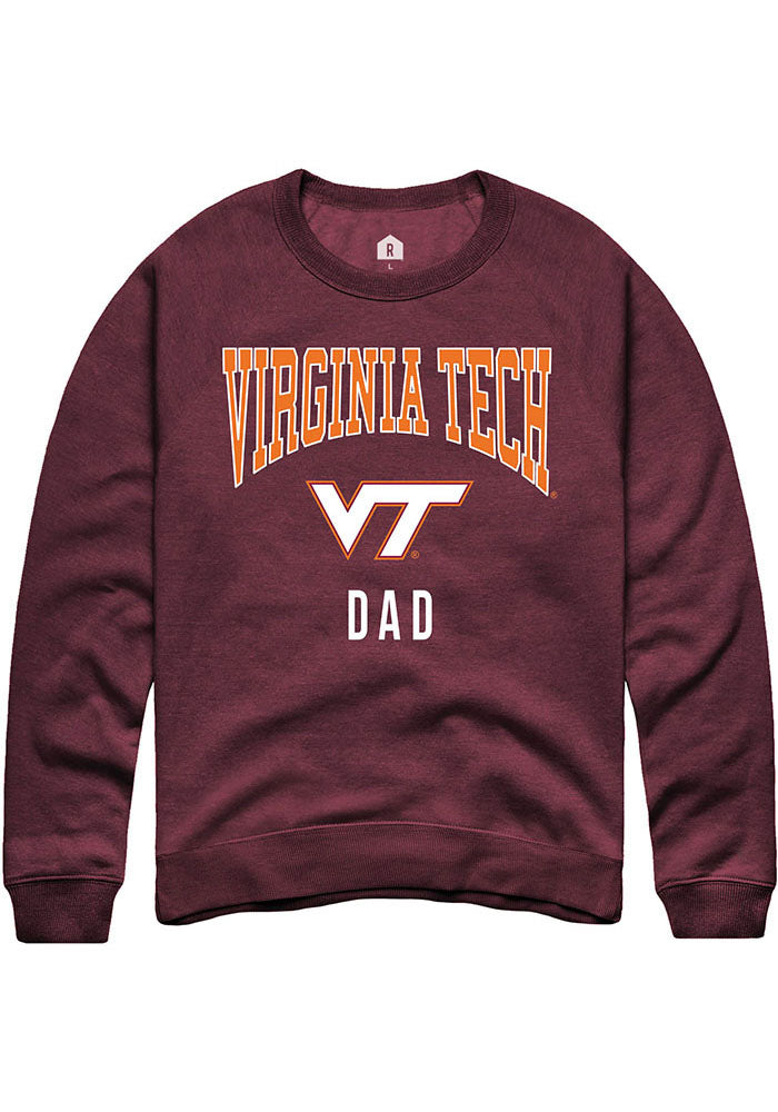 Virginia Tech Hokies Mens Maroon Dad Long Sleeve Crew Sweatshirt