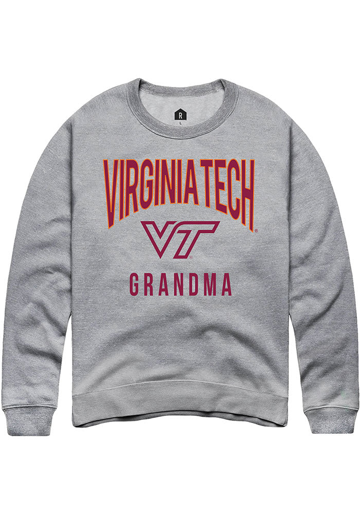 Virginia Tech Hokies Mens Grey Grandma Swirl Long Sleeve Crew Sweatshirt