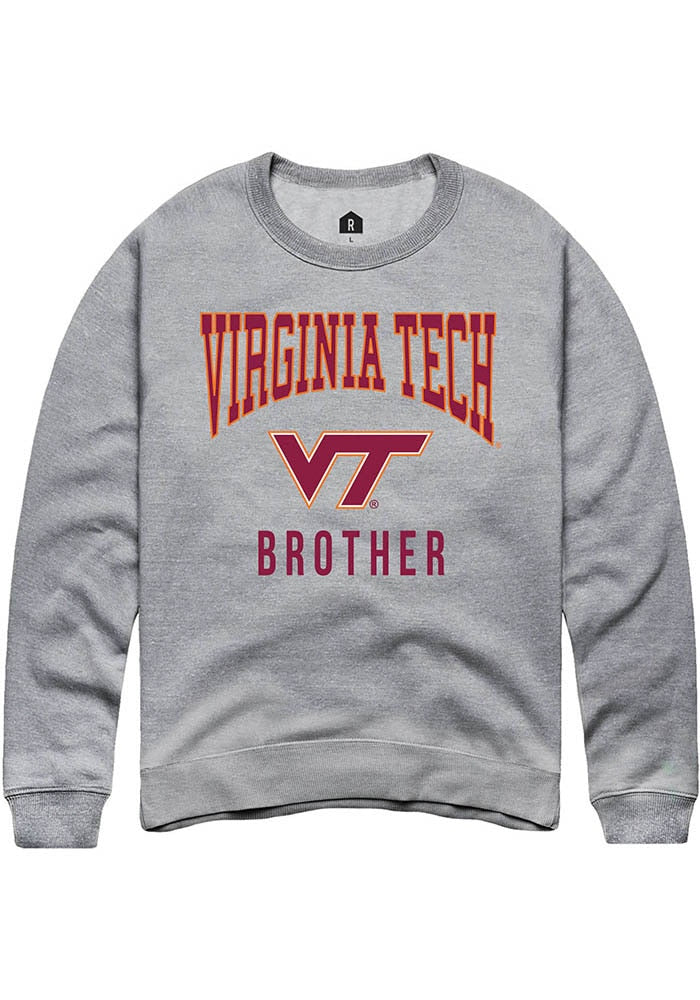 Virginia Tech Hokies Mens Grey Brother Long Sleeve Crew Sweatshirt