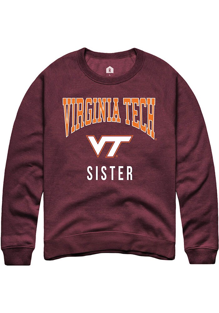 Virginia Tech Hokies Mens Maroon Sister Long Sleeve Crew Sweatshirt