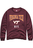 Virginia Tech Hokies Mens Maroon Wife Long Sleeve Crew Sweatshirt