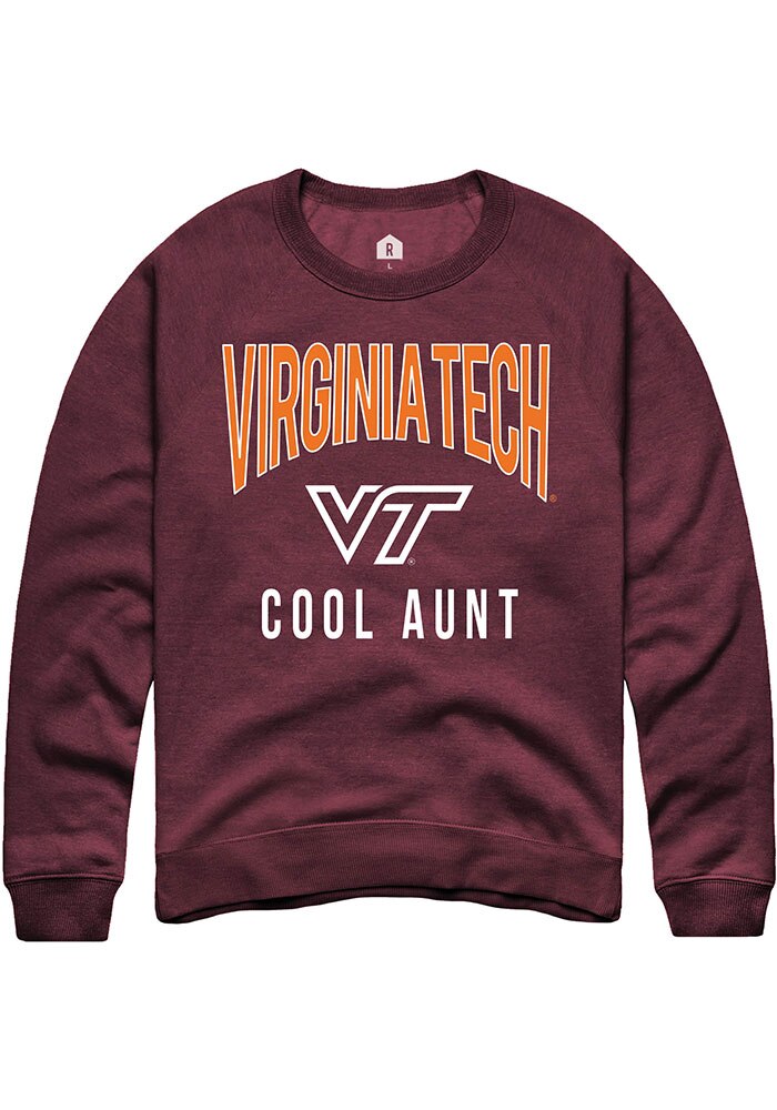 Virginia Tech Hokies Mens Maroon Cool Aunt Swirl Long Sleeve Crew Sweatshirt