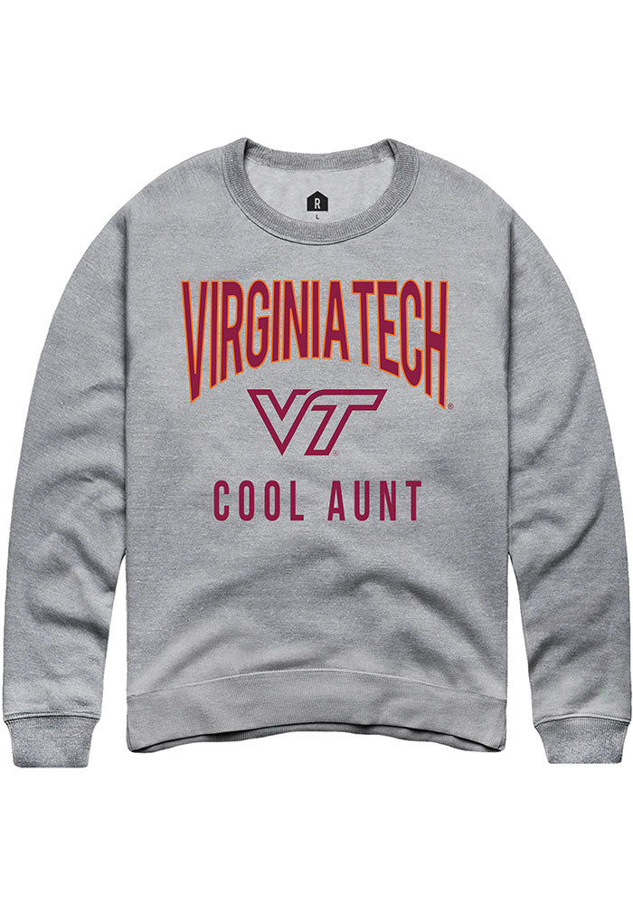 Virginia Tech Hokies Mens Grey Cool Aunt Swirl Long Sleeve Crew Sweatshirt