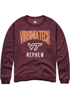 Virginia Tech Hokies Mens Maroon Nephew Swirl Long Sleeve Crew Sweatshirt