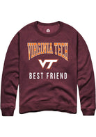 Virginia Tech Hokies Mens Maroon Best Friend Long Sleeve Crew Sweatshirt