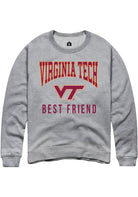 Virginia Tech Hokies Mens Grey Best Friend Long Sleeve Crew Sweatshirt