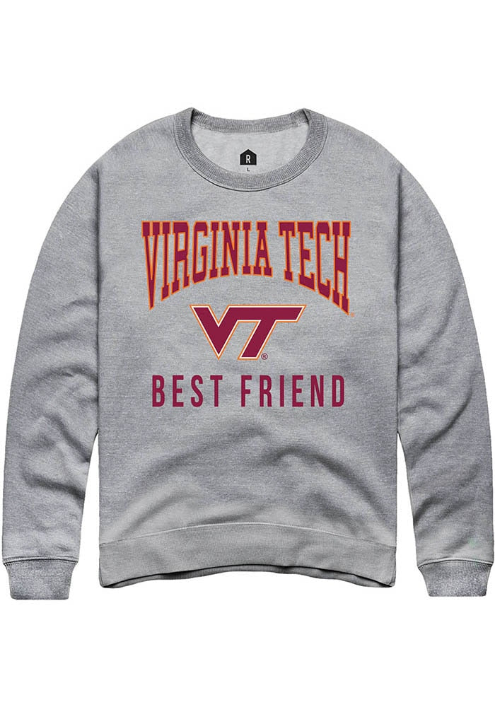 Virginia Tech Hokies Mens Grey Best Friend Long Sleeve Crew Sweatshirt