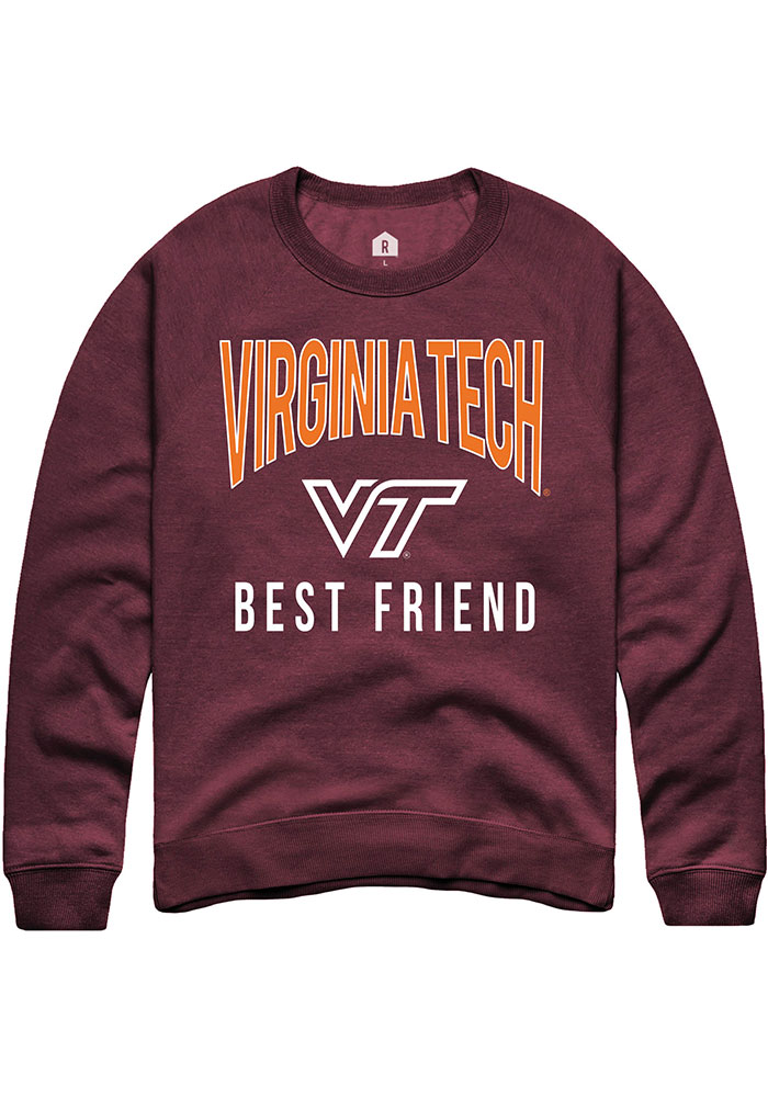 Virginia Tech Hokies Mens Maroon Best Friend Swirl Long Sleeve Crew Sweatshirt