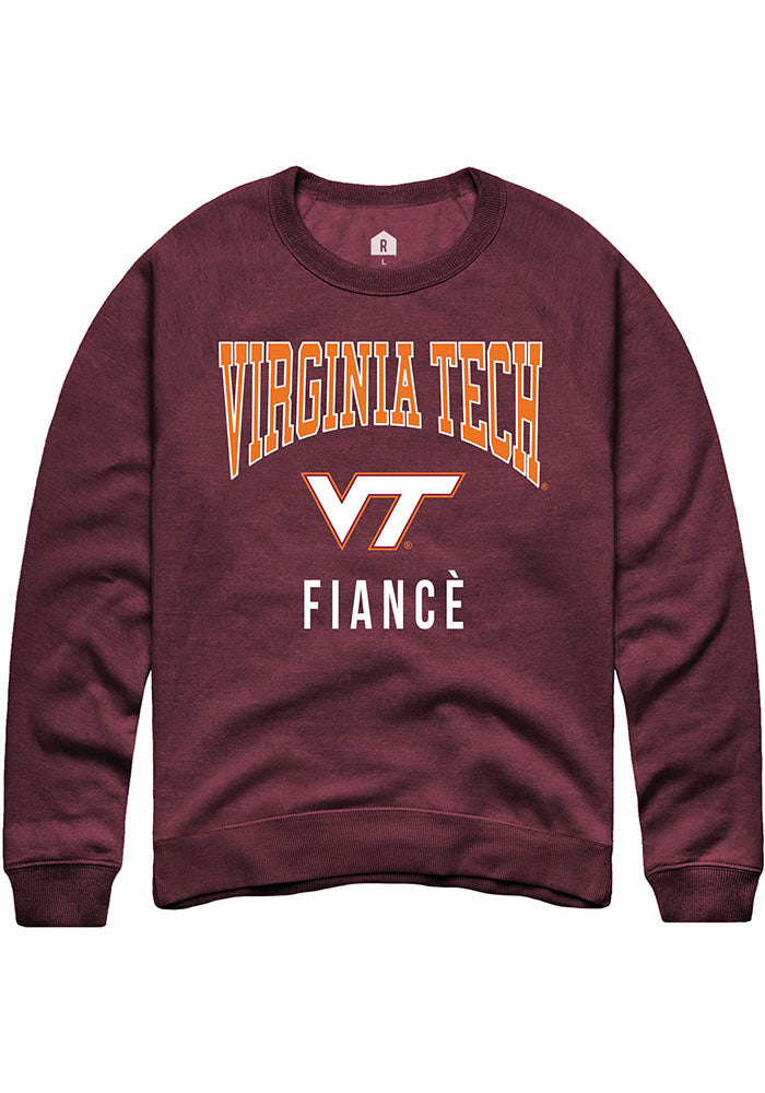 Virginia Tech Hokies Mens Maroon Fiancé Long Sleeve Crew Sweatshirt