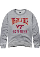 Virginia Tech Hokies Mens Grey Boyfriend Long Sleeve Crew Sweatshirt