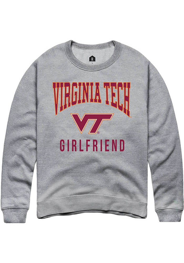 Virginia Tech Hokies Mens Grey Girlfriend Long Sleeve Crew Sweatshirt